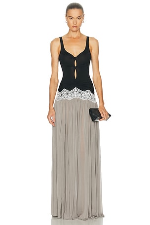 chinese dress ladies Nic Silk Maxi Dress in Slate Blue