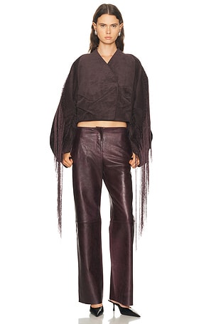 Christopher Esber Corduroy Cocoon Fringed Jacket in Wine