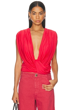 Christopher Esber Ripple Drape Top in Red