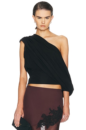 Christopher Esber Aiba Draped Jersey Tee in Black