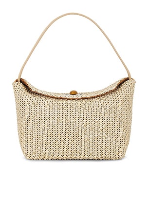 Christopher Esber Turnlock Raffia Mini Shoulder Bag in Neutral
