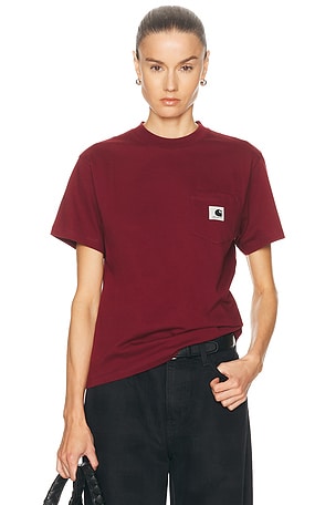 Carhartt WIP Short Sleeve Pocket T-Shirt in Burgundy