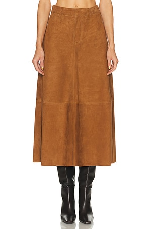 Citizens of Humanity Suede Cassia Skirt in Cognac