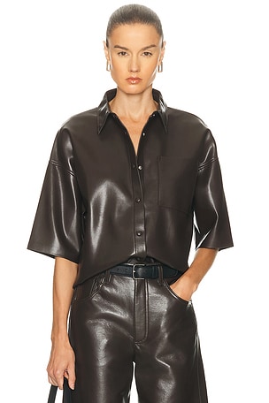 Citizens of Humanity Frances Cropped Cape Button Up in Brown