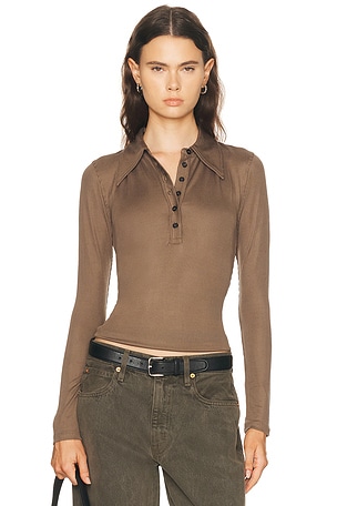 Citizens of Humanity Shaea Polo Shirt in Brown