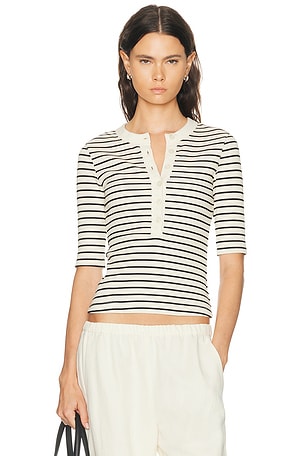 Citizens of Humanity Nali Short Sleeve Henley in Taupe