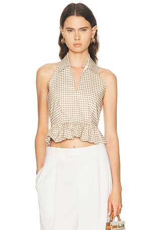CAROLINE CONSTAS Aya Halter Top in Beige
