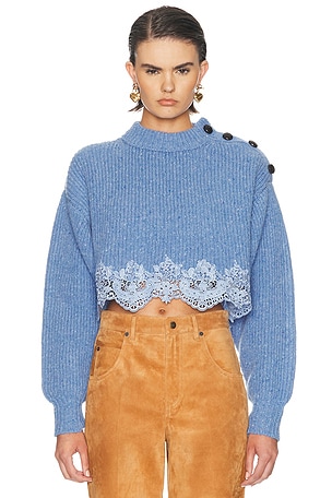 Chloe Cropped Sweater in Blue