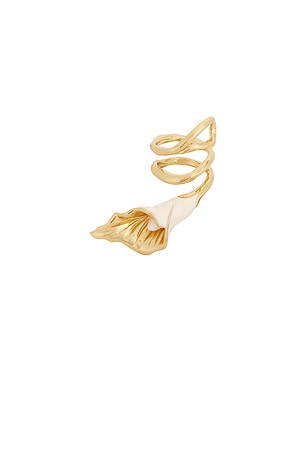 Chloe Flower Ring in Metallic Gold,White