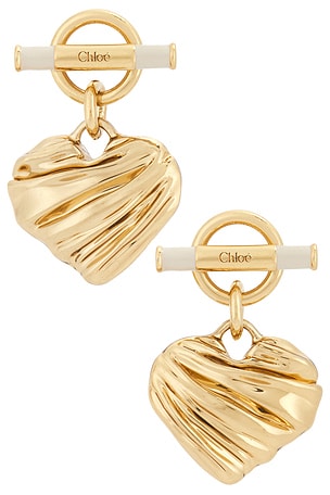Chloe Heart Earrings in Metallic Gold