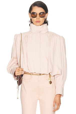 Chloe High Neck Cropped Jacket in Blush