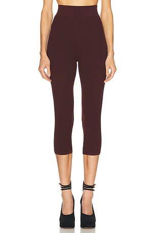 Chloe Stretch Knit Capri Pant in Burgundy