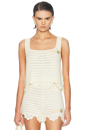 Chloe Crochet Tank Top in White