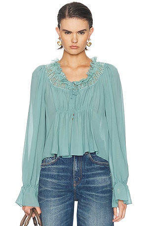 Chloe Silk Georgette Blouse in Teal