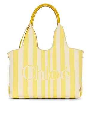 Chloe Striped Tote Bag in Yellow