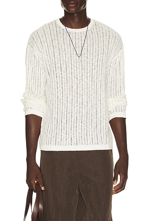 Commas Pointelle Knit Sweater in White