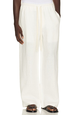 Commas Wide Leg Linen Trousers in White