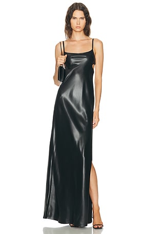 Courreges Lingerie Glossy Long Dress in Black