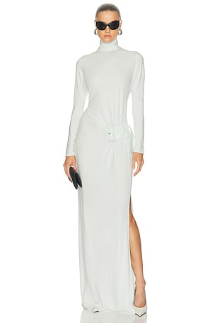 Courreges Twisted Crepe Jersey Long Dress in Mint