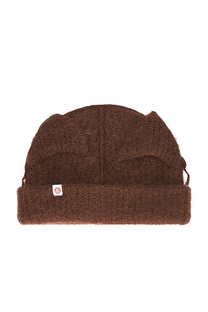 Charles Jeffrey LOVERBOY Alpaca Chunky Ears Beanie in Brown