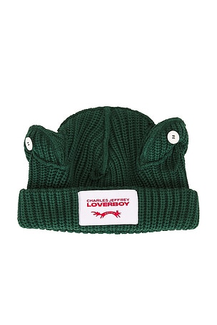 Charles Jeffrey LOVERBOY Chunky Frog Beanie in Dark Green