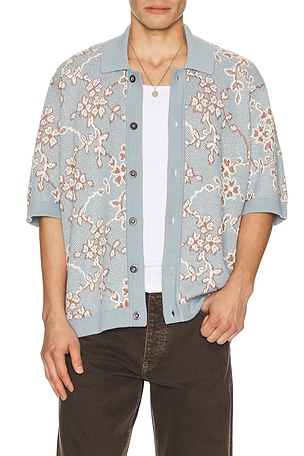 Corridor Trellis Knit Shirt in Blue