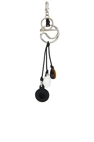 Coperni Stone Key Chain in Black,Metallic Silver