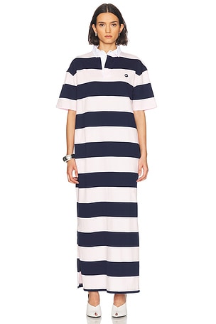 Coperni Striped Long Polo Dress in Blue,Blush