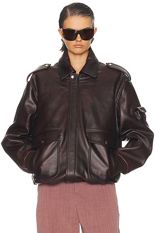 Coperni Oversized Leather Jacket in Burgundy