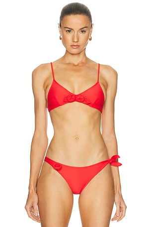 Coperni Flower Bikini Top in Red