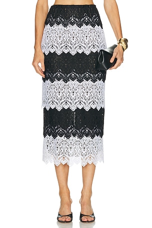 Carolina Herrera Maxi Pencil Skirt in Black,White