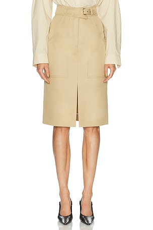 Carolina Herrera Twill Pencil Skirt in Tan