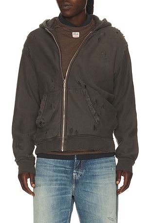 Commission Twisted Distressed Hoodie in Black