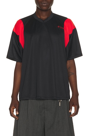 Commission Pulled Soccer Tee in Black