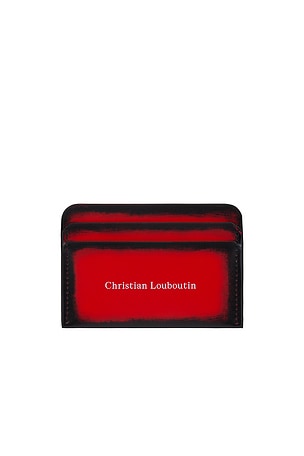 Christian Louboutin Canopy Card Holder Calf Brush in Red