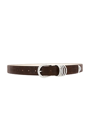 DEHANCHE Hollyhock Men's Leather Belt in Dark Chocolate Alligator & Silver in Brown