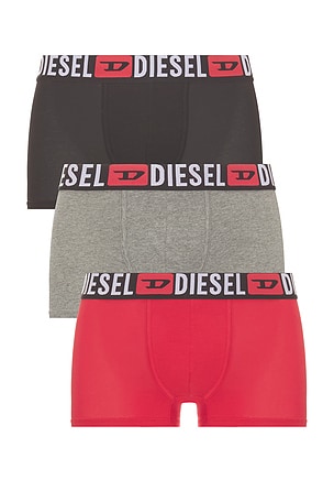 Diesel Three-pack Of All Over Logo Waist Boxers in Red,Black