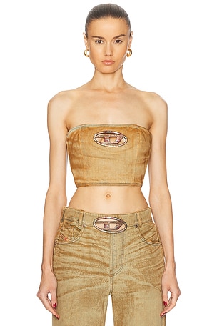 Diesel Cropped Tube Top in Brown