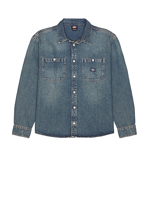 Dickies Mechanic Long Sleeve Denim Shirt in Blue