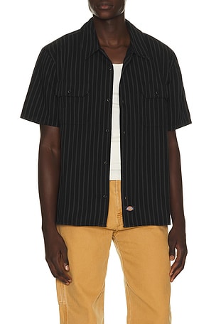 Dickies Worn in Lightweight Work Shirt in Black
