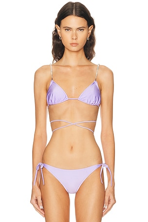 DOLLA for FWRD Dolores Wrap Elba Straps Bikini Top in Purple