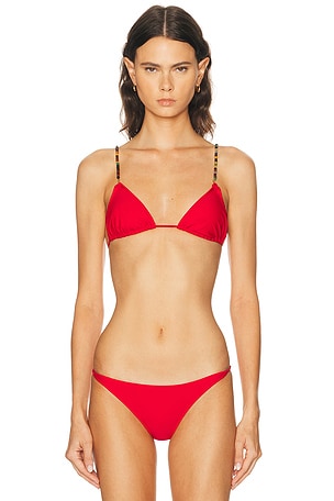 DOLLA for FWRD Dolores Classic Beirut Straps Bikini Top in Red
