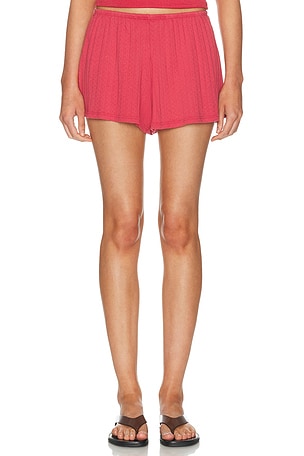 DONNI. The Pointelle Tap Short in Coral