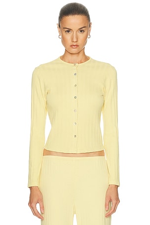 DONNI. The Varied Rib Cardigan in Lemon