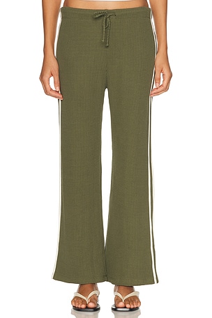 DONNI. The Thermal Stripe Crop Pant in Green