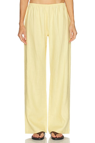 DONNI. The Linen Simple Pant in Lemon