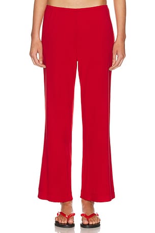 DONNI. The Baby Rib Scallop Pant in Red