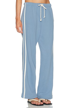 DONNI. The Eco Terry Stripe Crop Pant in Blue