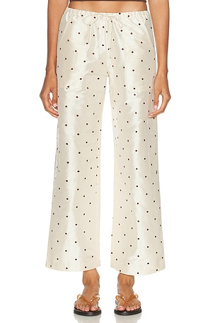 DONNI. The Taffeta Drawstring Cargo Pant in Cream