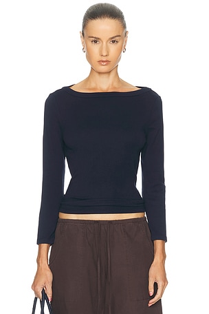 Norma Kamali x Lifestyle Slim Fit Short Sleeve Turtleneck Top in